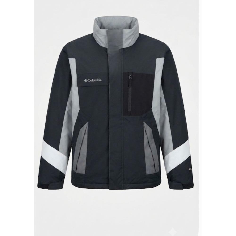 Columbia Sportswear Mens Colorblock Winter Jacket Black Grey Parka Size M